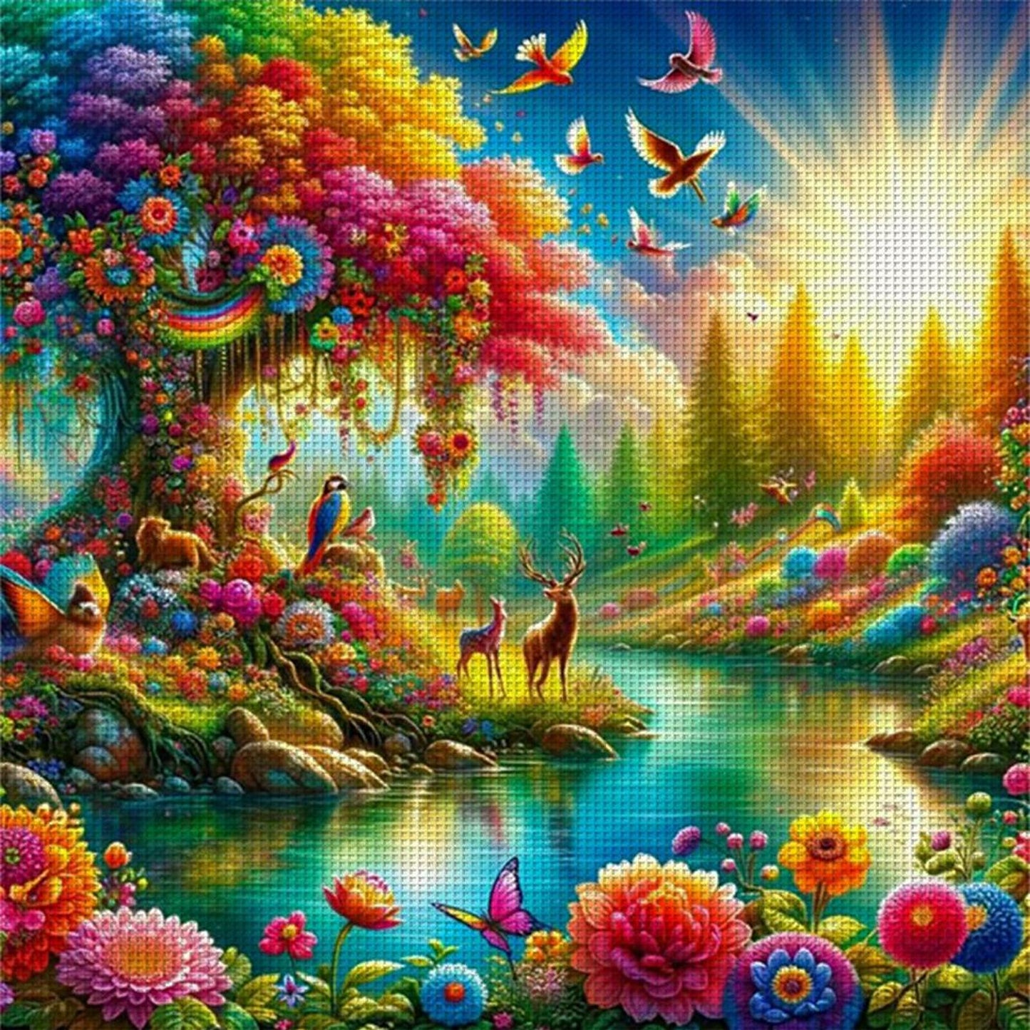 Forest Stream - Full 14CT Counted Cross Stitch 40x40CM - Yishu
