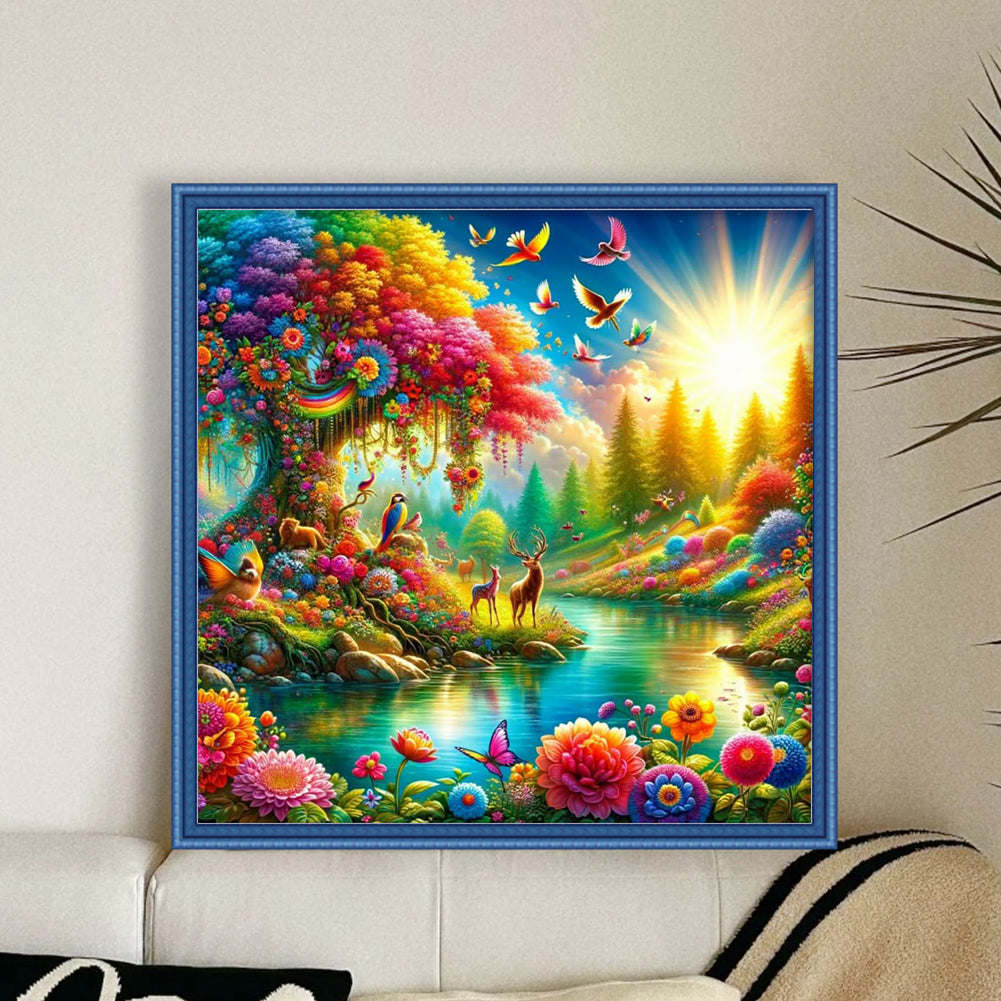 Forest Stream - Full 14CT Counted Cross Stitch 40x40CM - Yishu