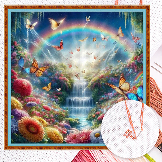 Rainbow Stream - Full 14CT Counted Cross Stitch 40x40CM - Yishu