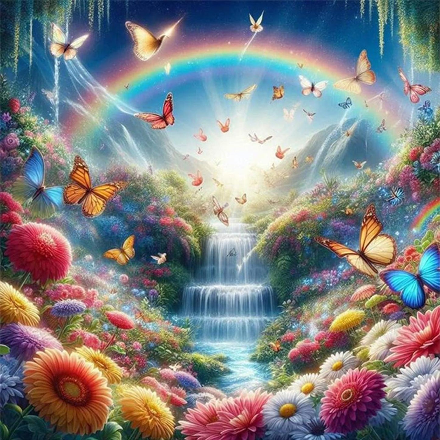 Rainbow Stream - Full 14CT Counted Cross Stitch 40x40CM - Yishu