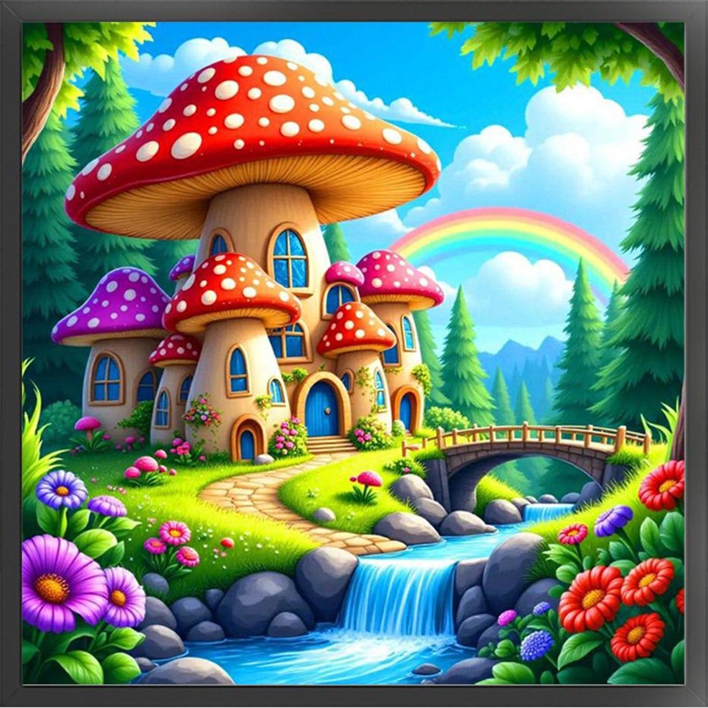 Mushroom Cabin - Full 14CT Counted Cross Stitch 40x40CM - Yishu