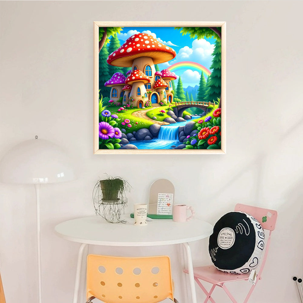 Mushroom Cabin - Full 14CT Counted Cross Stitch 40x40CM - Yishu