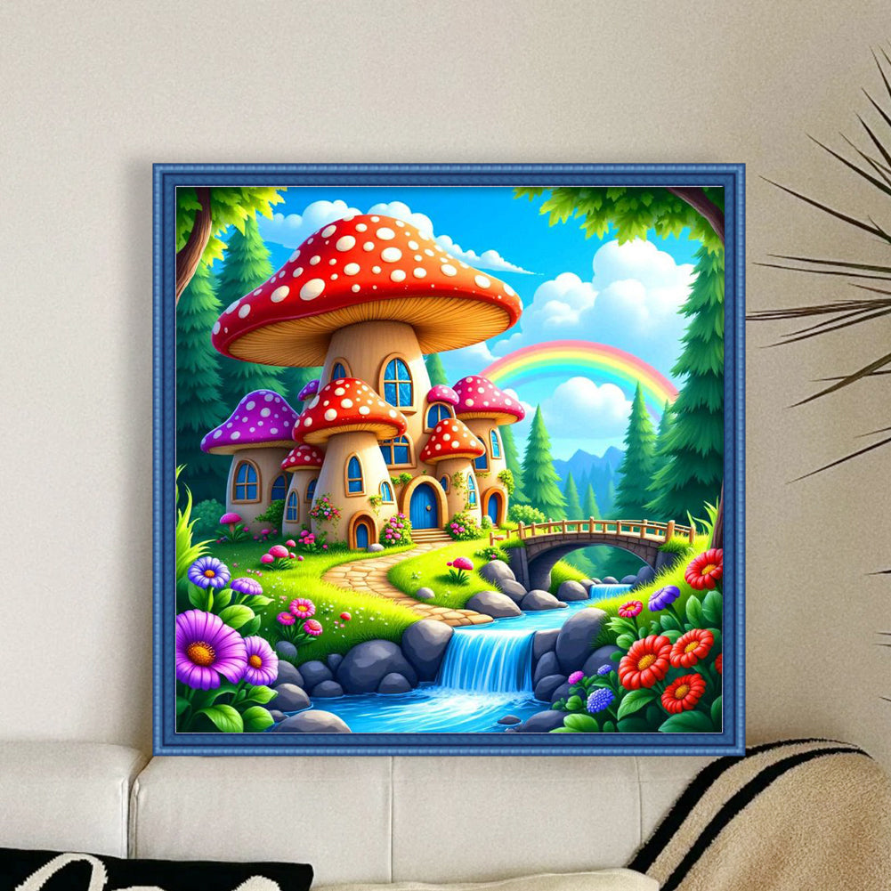 Mushroom Cabin - Full 14CT Counted Cross Stitch 40x40CM - Yishu