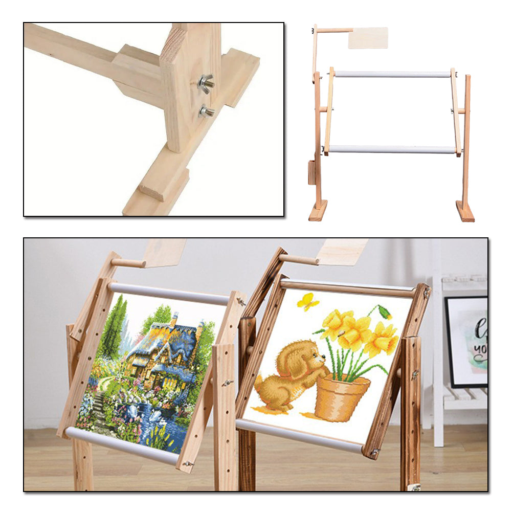Adjustable Height Wooden Embroidery Stand Cross Stitch Embroidery Frame