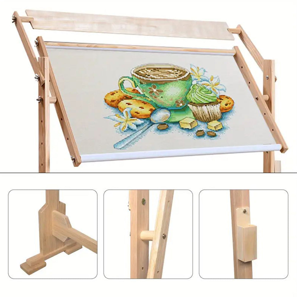 Adjustable Height Wooden Embroidery Stand Cross Stitch Embroidery Frame