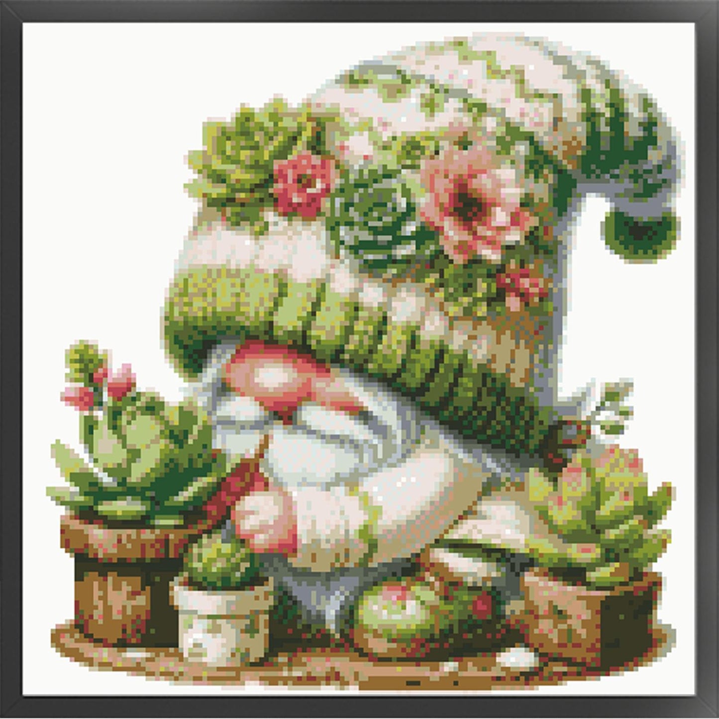 Succulent Gnome - Partial  9CT Stamped Cross Stitch - Bead Embroidery 40x40CM/15.75x15.75in