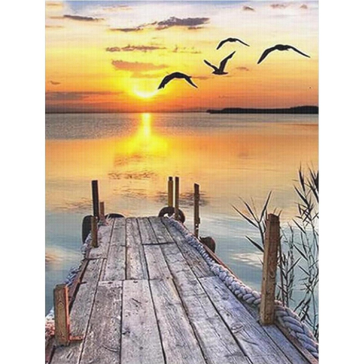 Wooden Bridge - Full 11CT Stamped Cross Stitch 40x53CM - Yishu