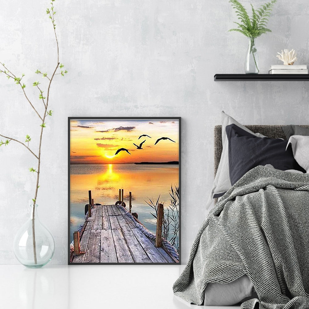 Wooden Bridge - Full 11CT Stamped Cross Stitch 40x53CM - Yishu