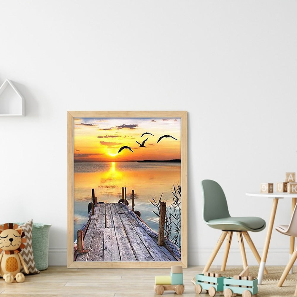 Wooden Bridge - Full 11CT Stamped Cross Stitch 40x53CM - Yishu