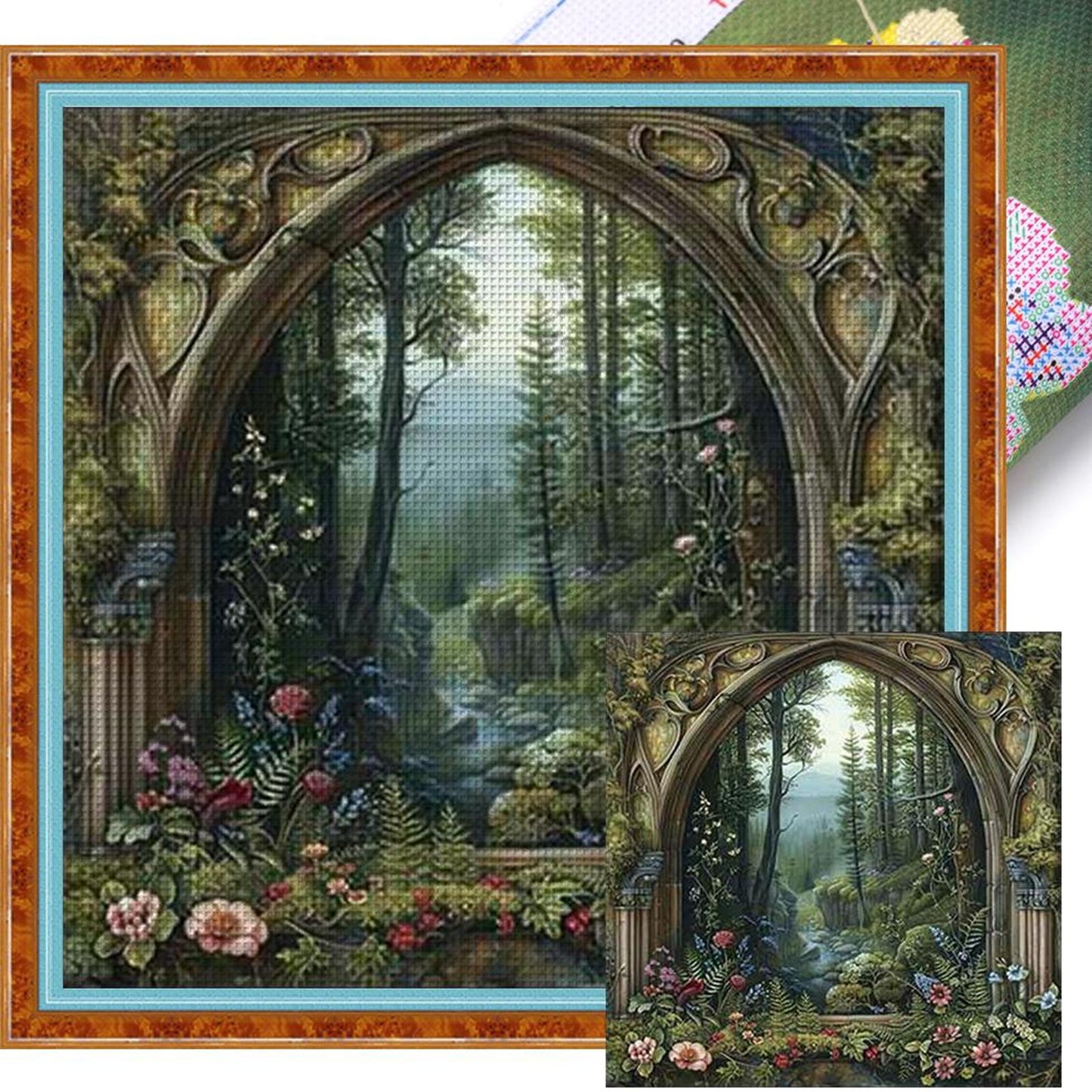 Window Of Tree House - Full 14CT Stamped Cross Stitch 50x50CM - Huacan
