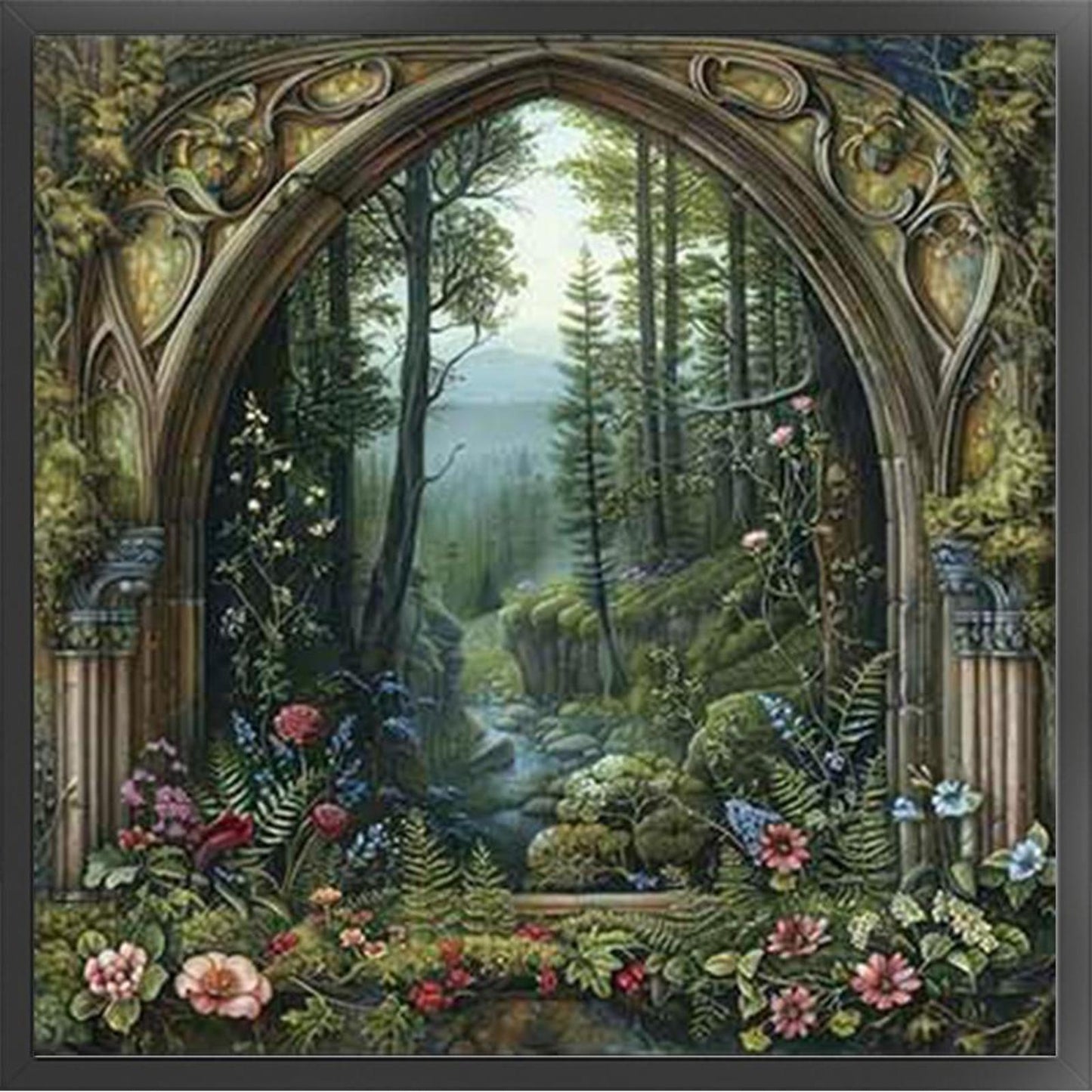 Window Of Tree House - Full 14CT Stamped Cross Stitch 50x50CM - Huacan