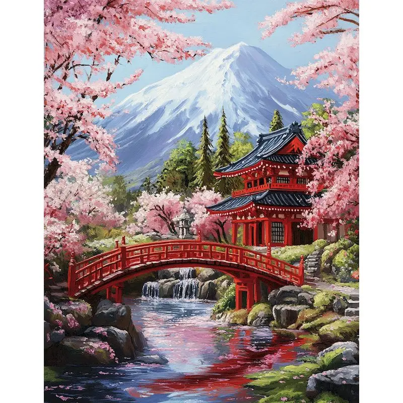 Snowy Mountain And Plum Blossom - Full 14CT Stamped Cross Stitch 45x55CM - Huacan