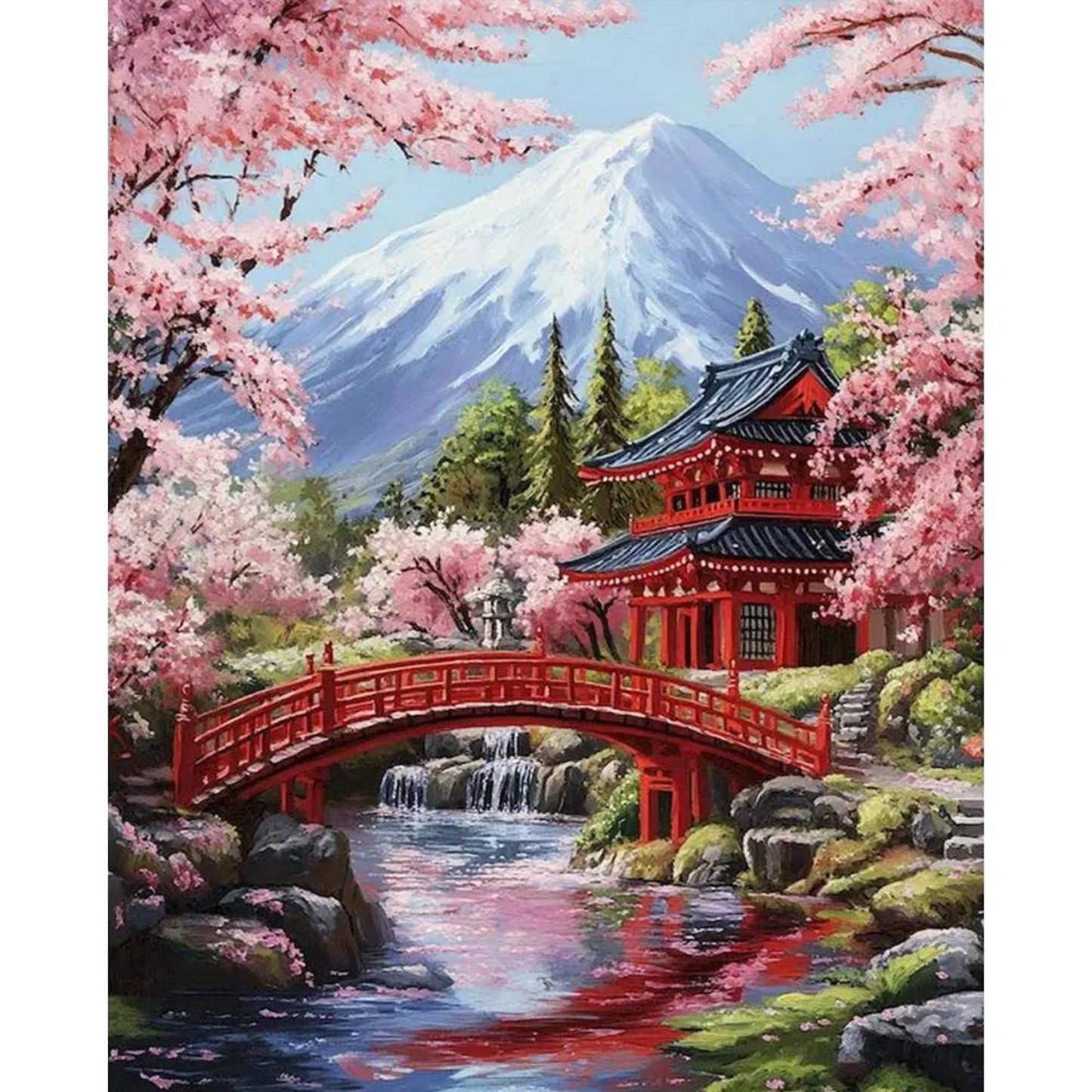 Snowy Mountain And Plum Blossom - Full 14CT Stamped Cross Stitch 45x55CM - Huacan