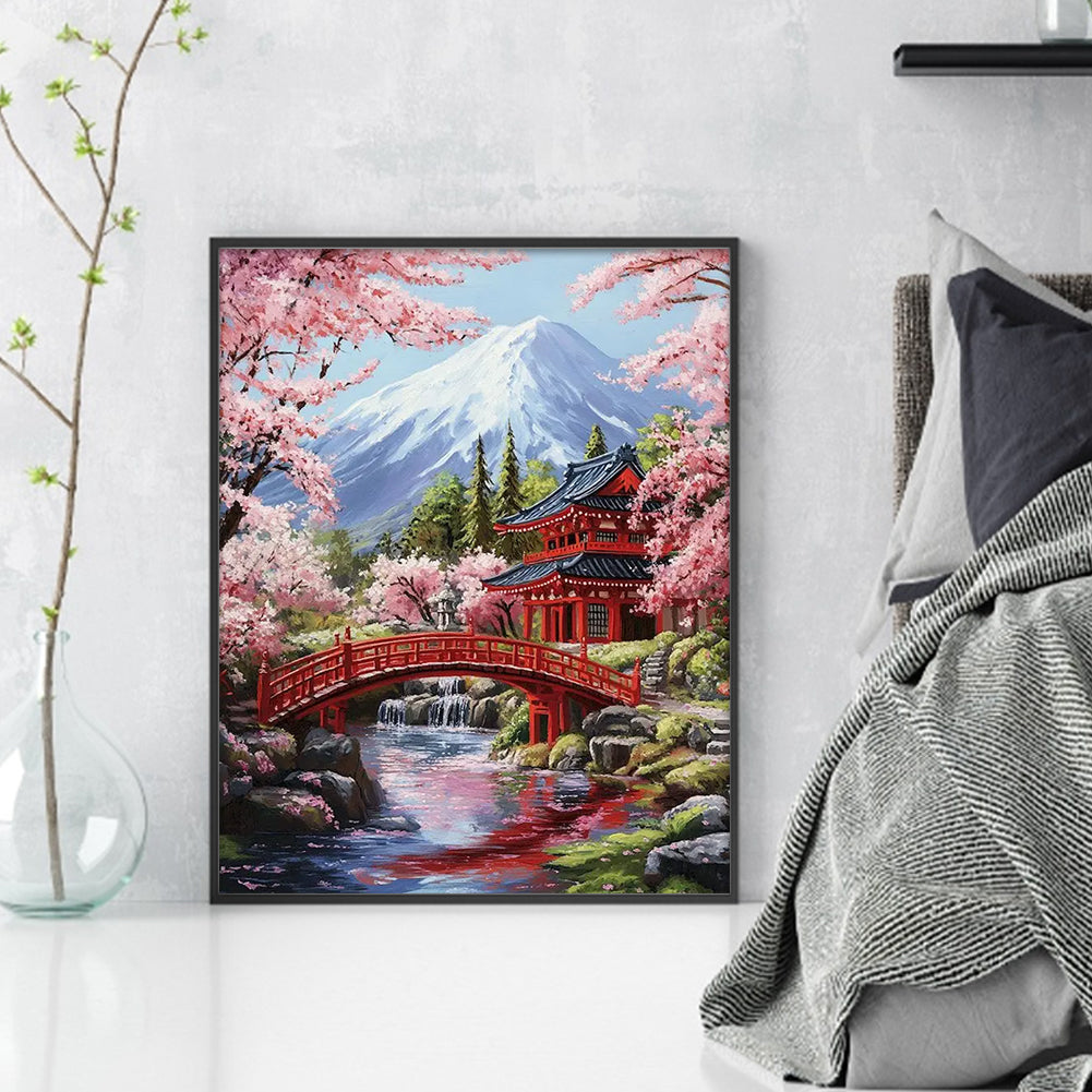 Snowy Mountain And Plum Blossom - Full 14CT Stamped Cross Stitch 45x55CM - Huacan