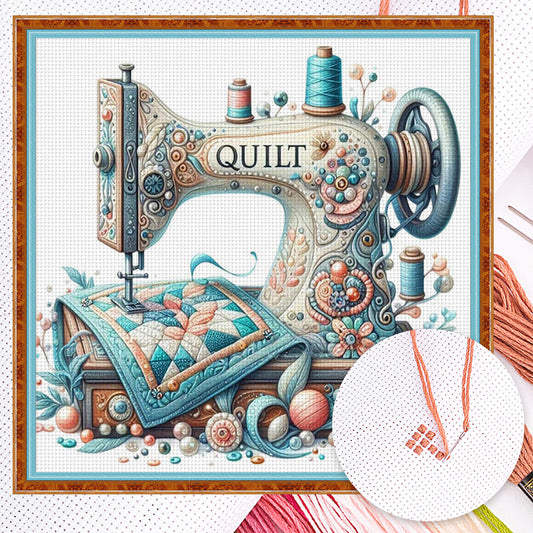 Sewing Machine - Full 18CT Counted Cross Stitch 40x40CM - Huacan