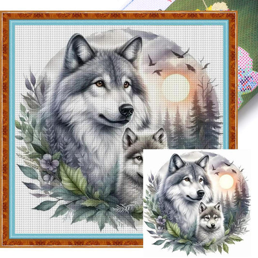 Wolf - Full 11CT Stamped Cross Stitch 40x40CM - Yishu