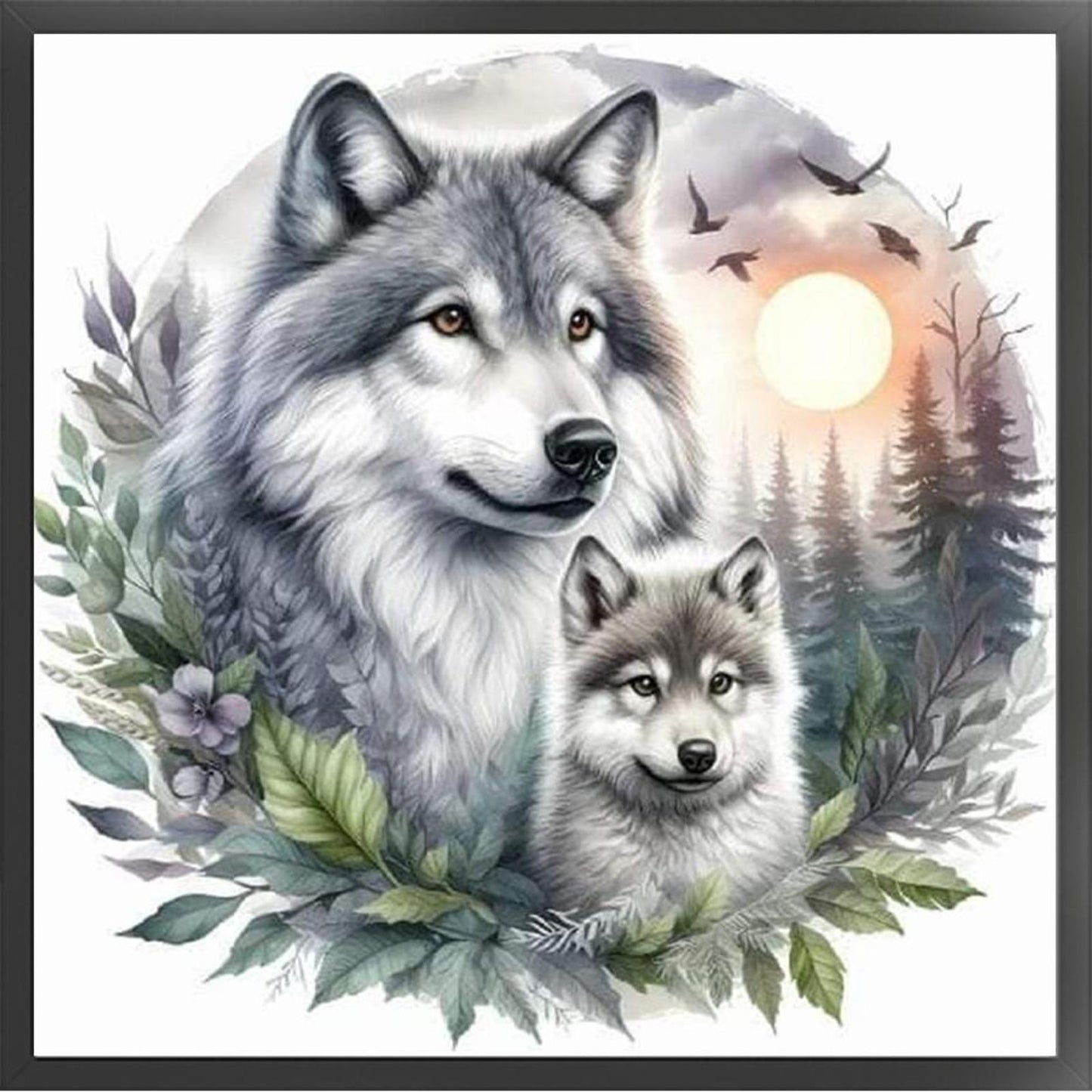 Wolf - Full 11CT Stamped Cross Stitch 40x40CM - Yishu