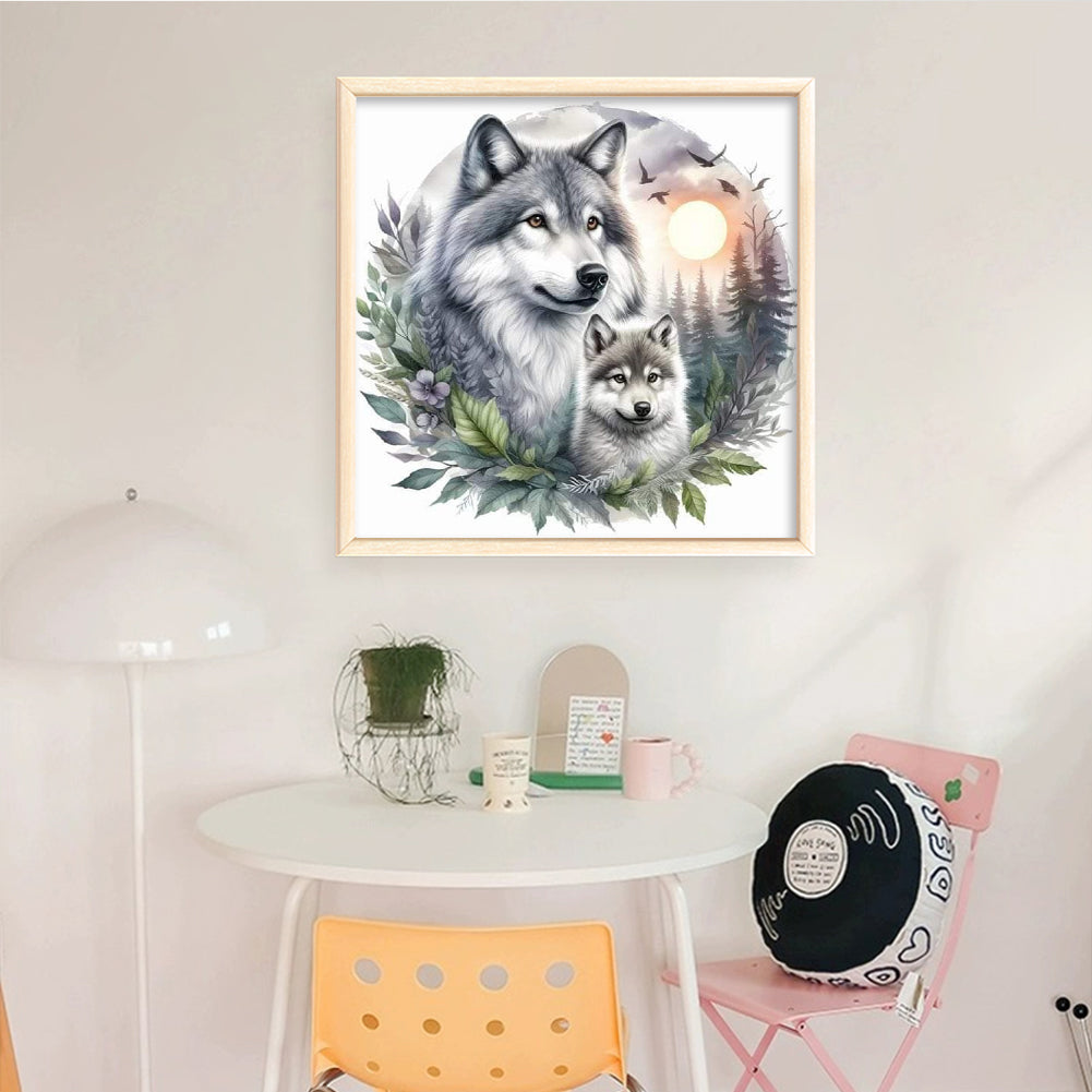 Wolf - Full 11CT Stamped Cross Stitch 40x40CM - Yishu