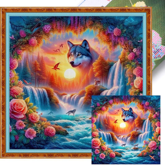 Wolf - Full 11CT Stamped Cross Stitch 40x40CM - Yishu