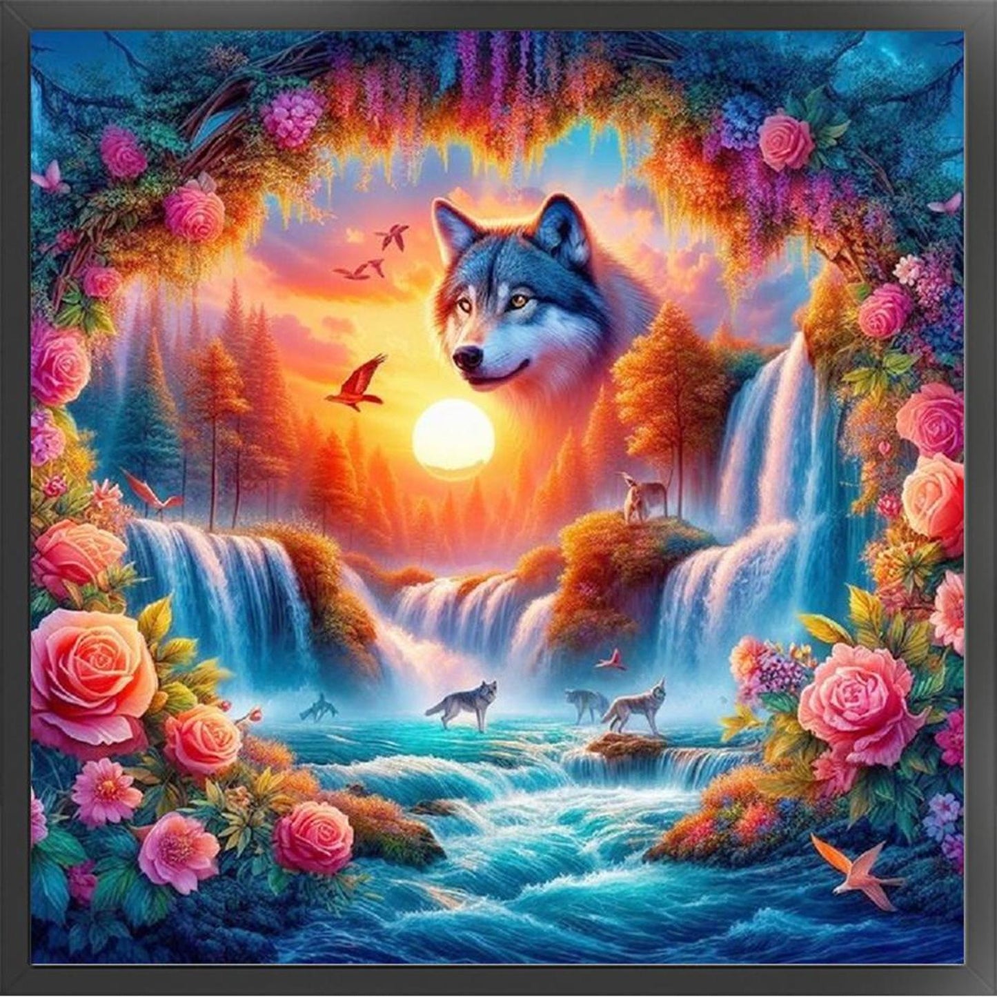 Wolf - Full 11CT Stamped Cross Stitch 40x40CM - Yishu