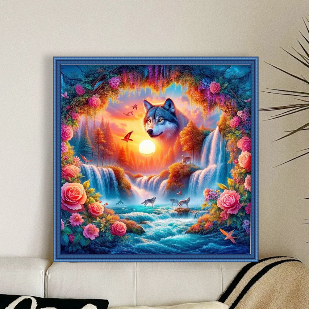 Wolf - Full 11CT Stamped Cross Stitch 40x40CM - Yishu