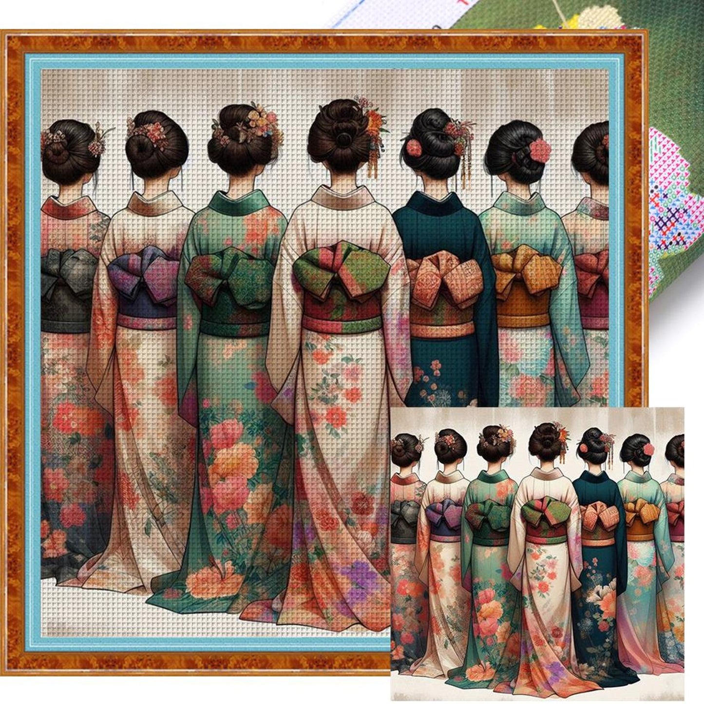 Japanese Geisha - Full 11CT Stamped Cross Stitch 50x50CM - Huacan