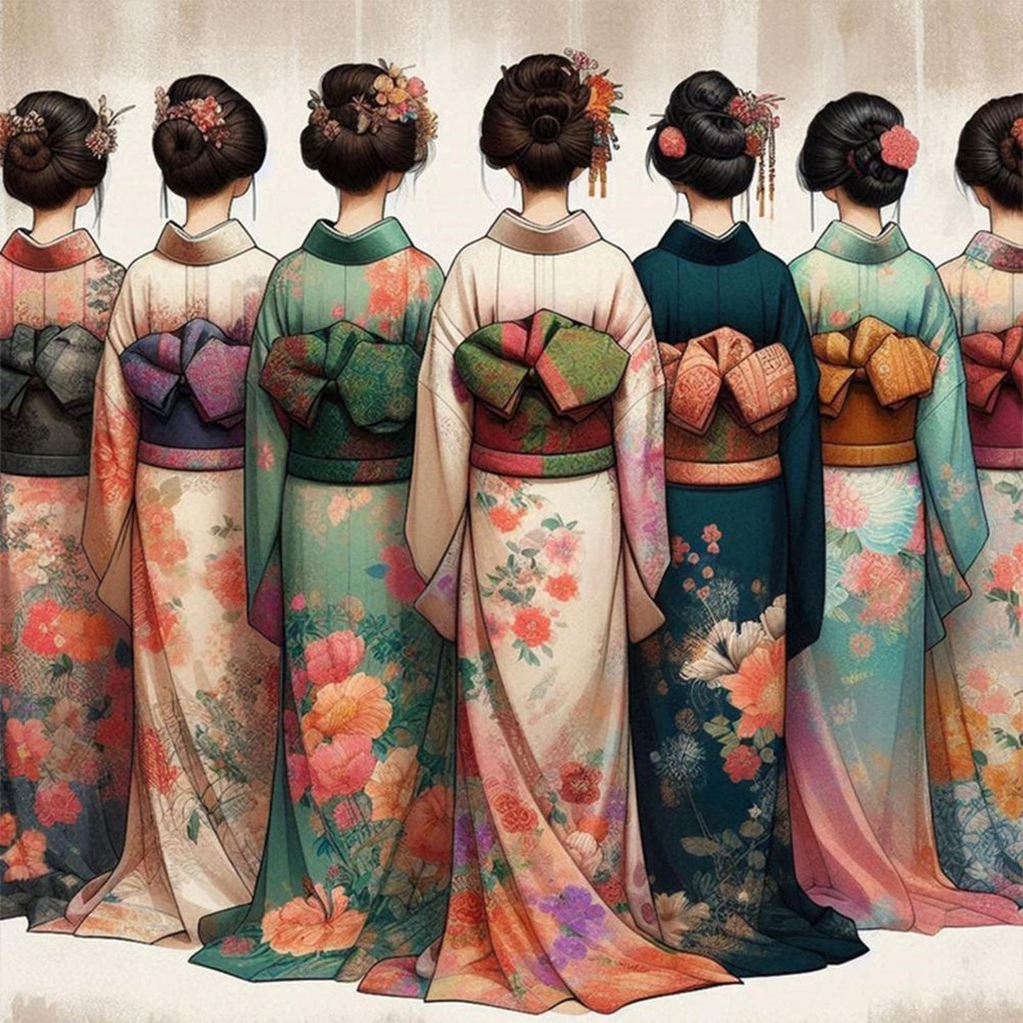 Japanese Geisha - Full 11CT Stamped Cross Stitch 50x50CM - Huacan