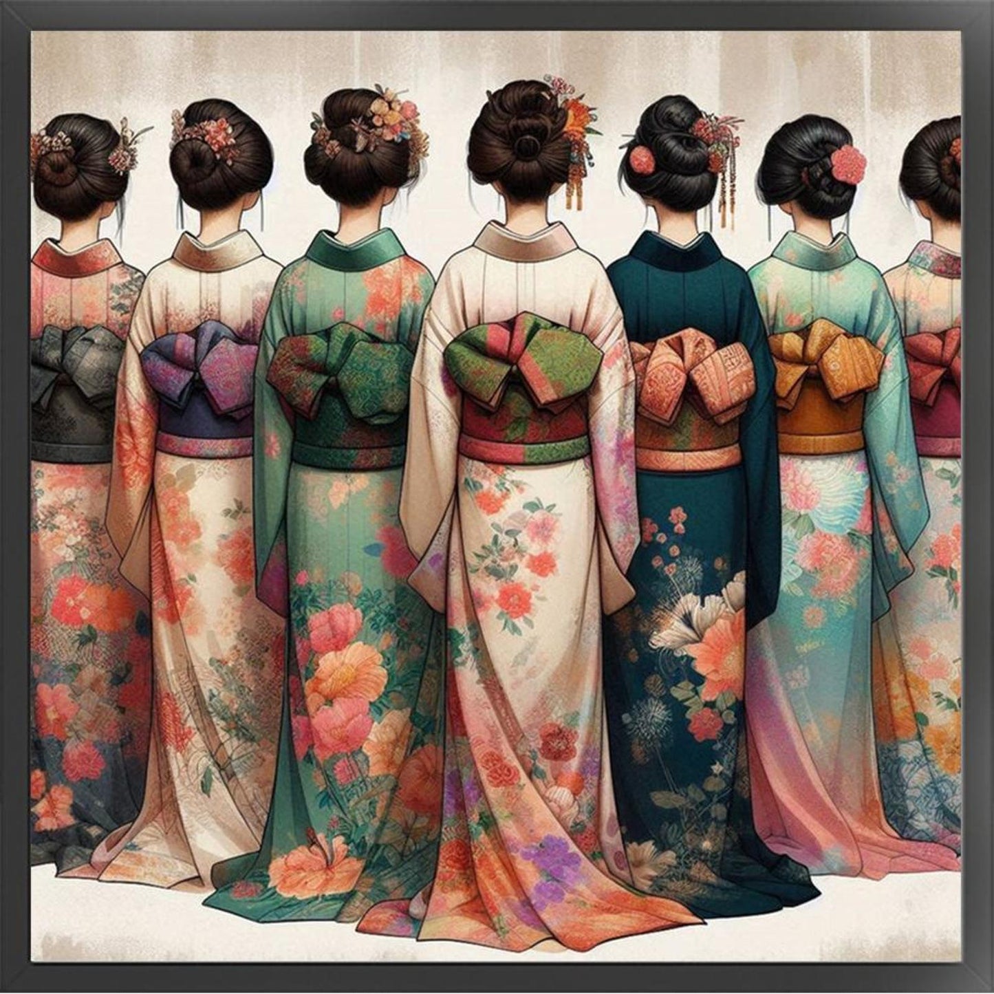 Japanese Geisha - Full 11CT Stamped Cross Stitch 50x50CM - Huacan