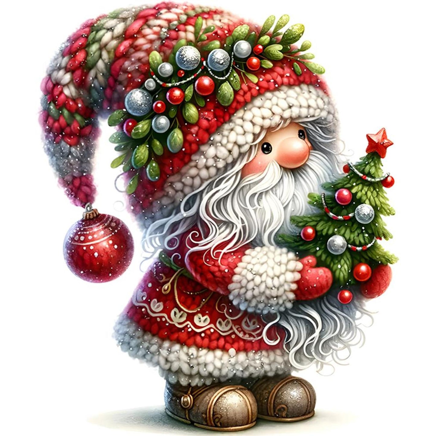 Christmas Goblin - Full 11CT Stamped Cross Stitch 40x40CM - Yishu