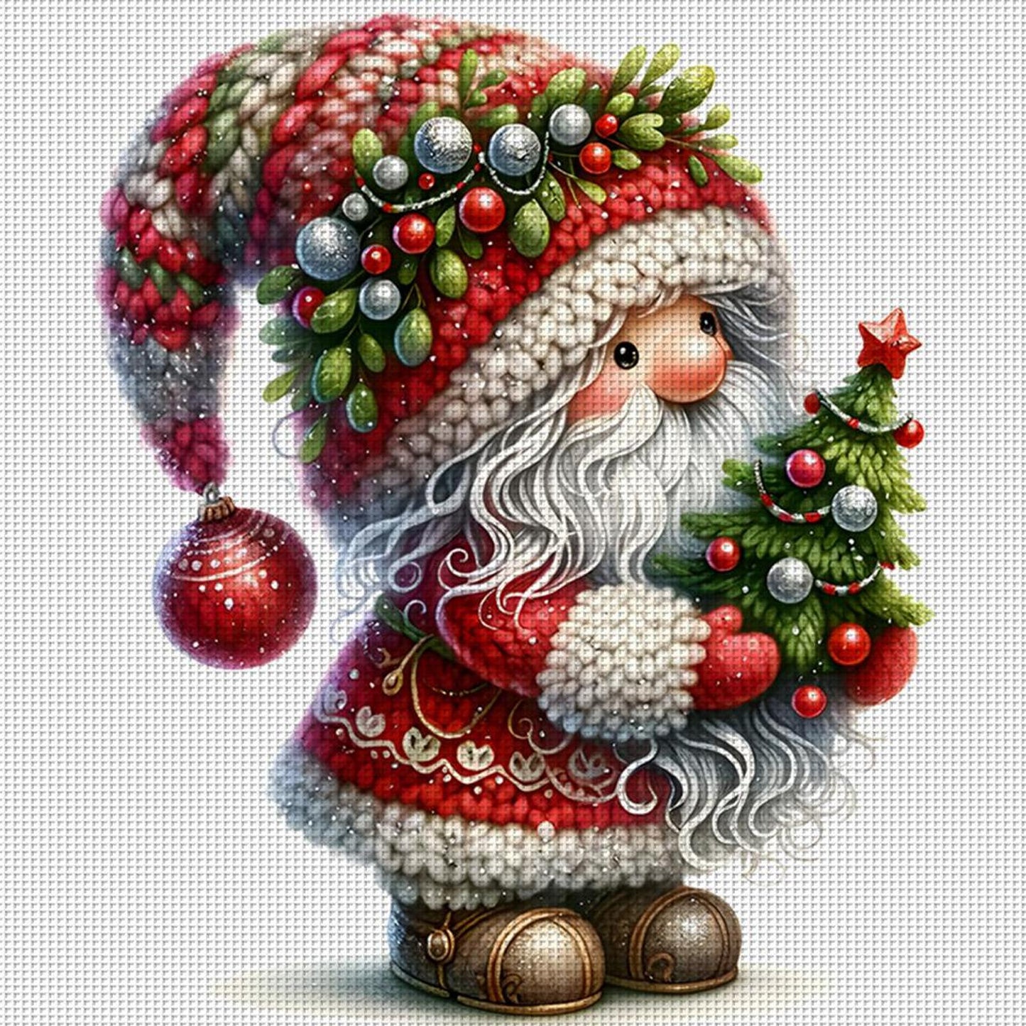 Christmas Goblin - Full 11CT Stamped Cross Stitch 40x40CM - Yishu