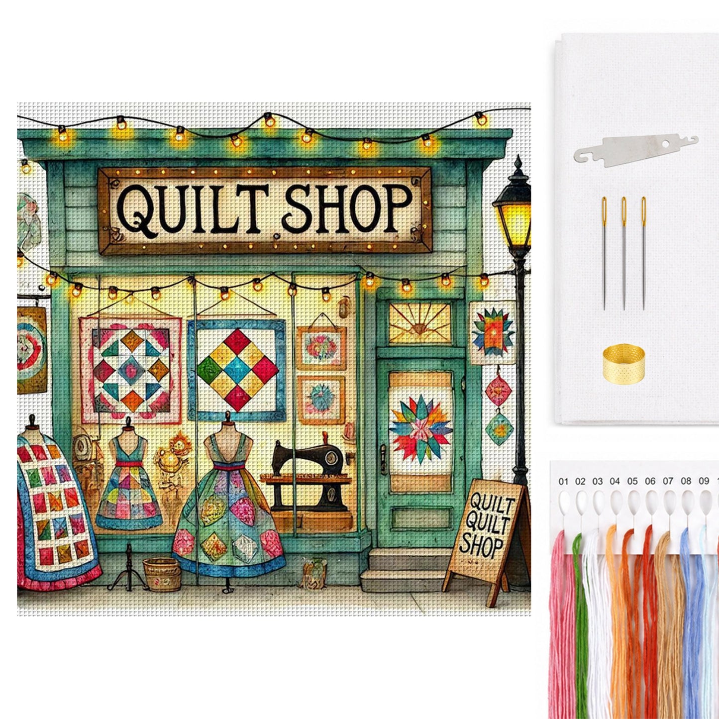 Sewing Shop - Full 14CT Counted Cross Stitch 40x40CM - Yishu