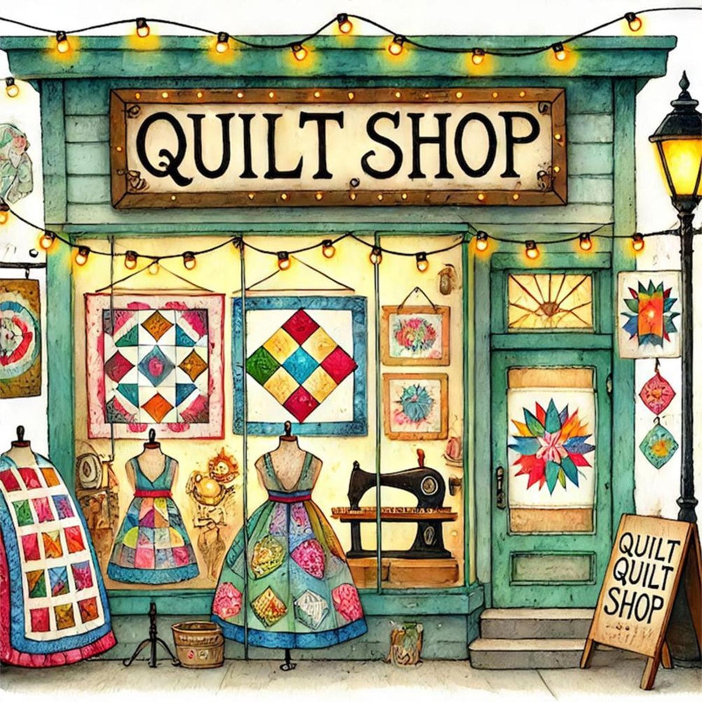 Sewing Shop - Full 14CT Counted Cross Stitch 40x40CM - Yishu