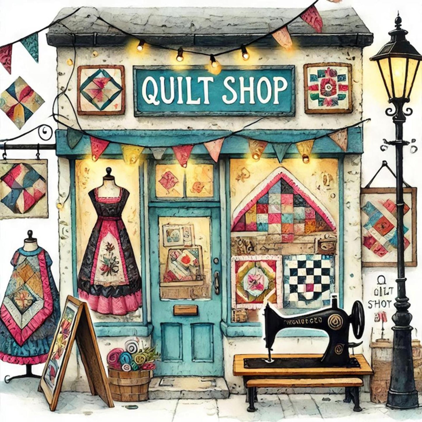 Sewing Shop - Full 14CT Counted Cross Stitch 40x40CM - Yishu