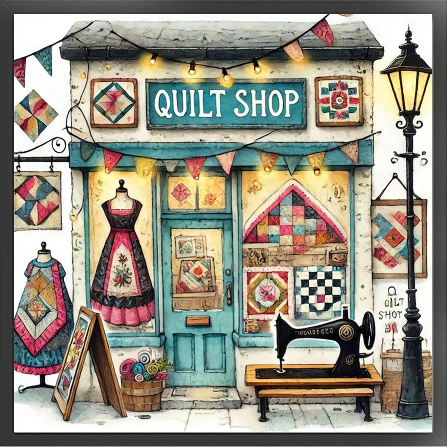 Sewing Shop - Full 14CT Counted Cross Stitch 40x40CM - Yishu
