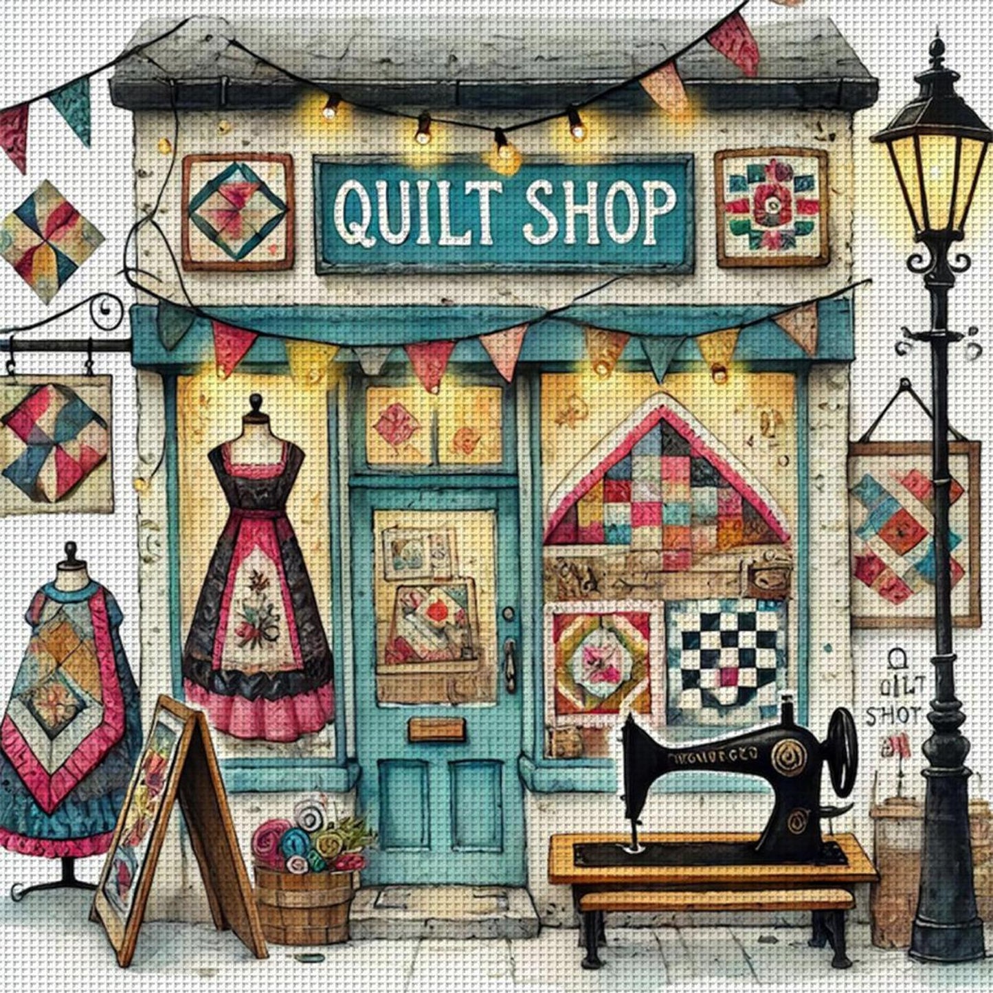 Sewing Shop - Full 14CT Counted Cross Stitch 40x40CM - Yishu