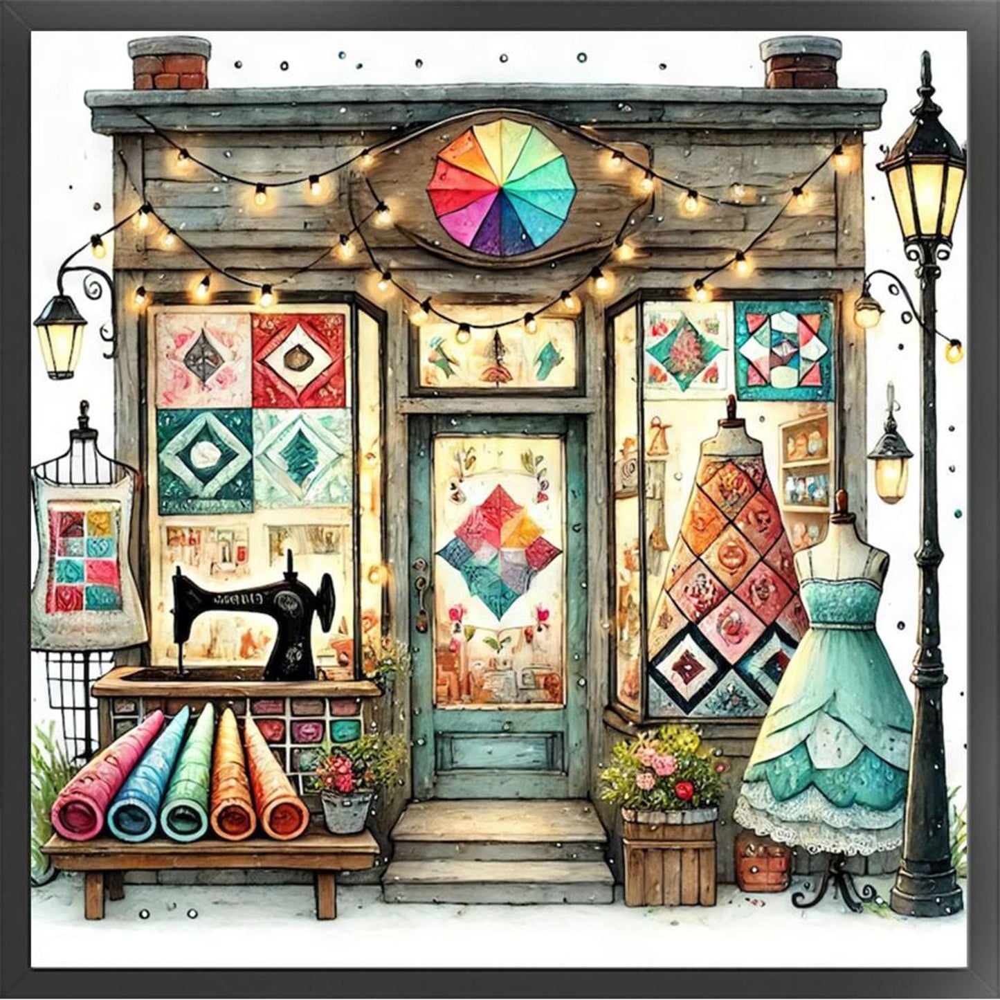 Sewing Shop - Full 14CT Counted Cross Stitch 40x40CM - Yishu