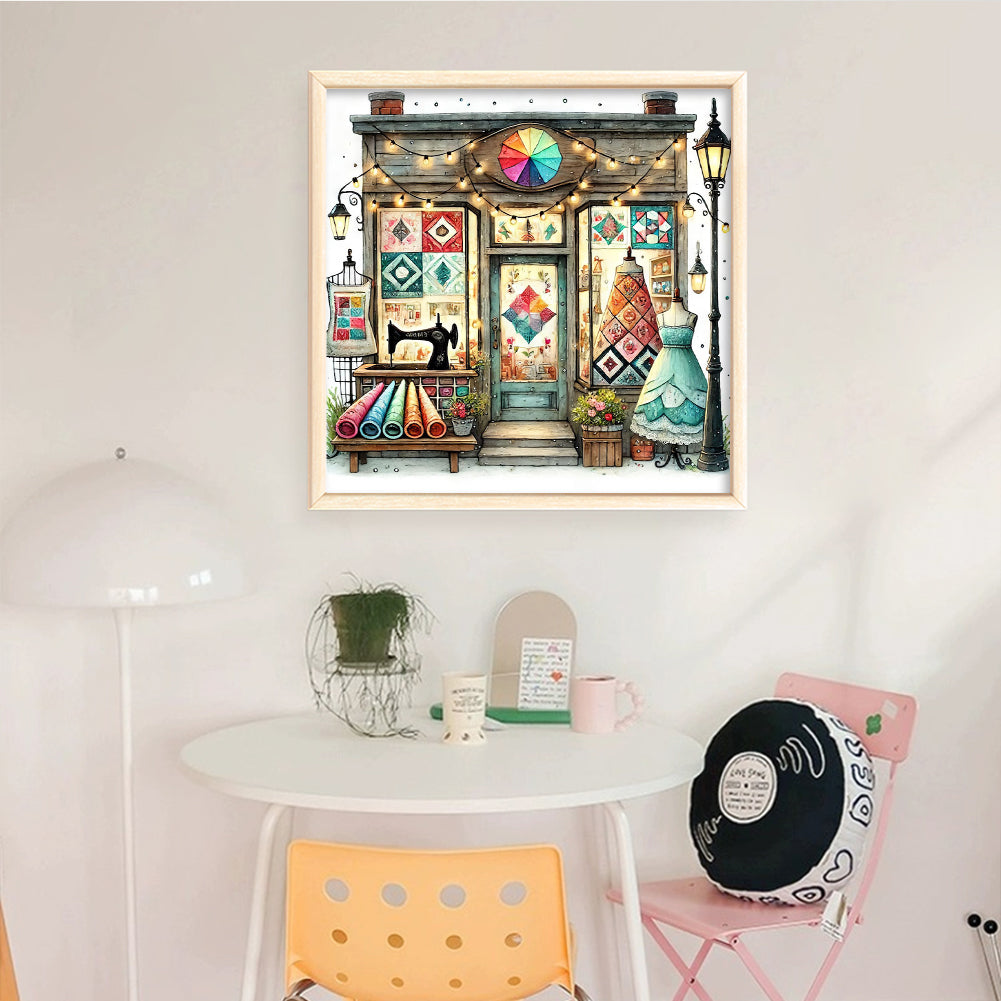 Sewing Shop - Full 14CT Counted Cross Stitch 40x40CM - Yishu