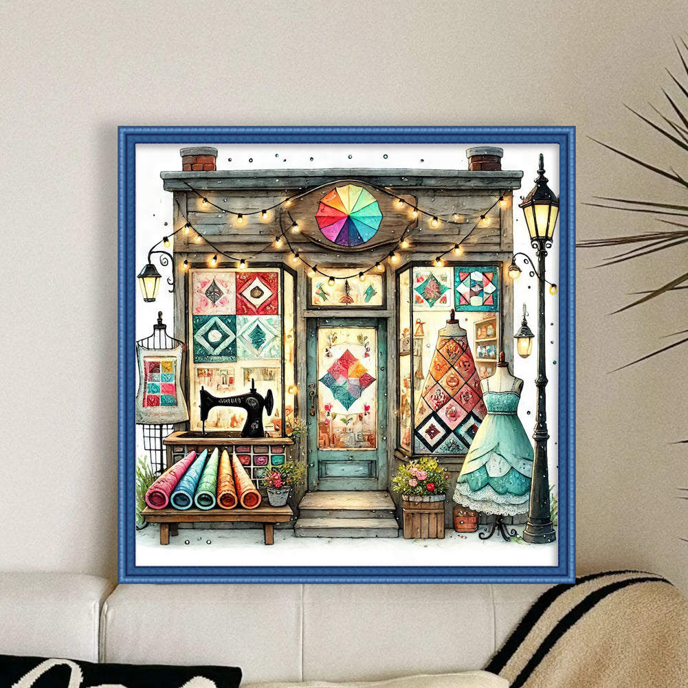 Sewing Shop - Full 14CT Counted Cross Stitch 40x40CM - Yishu