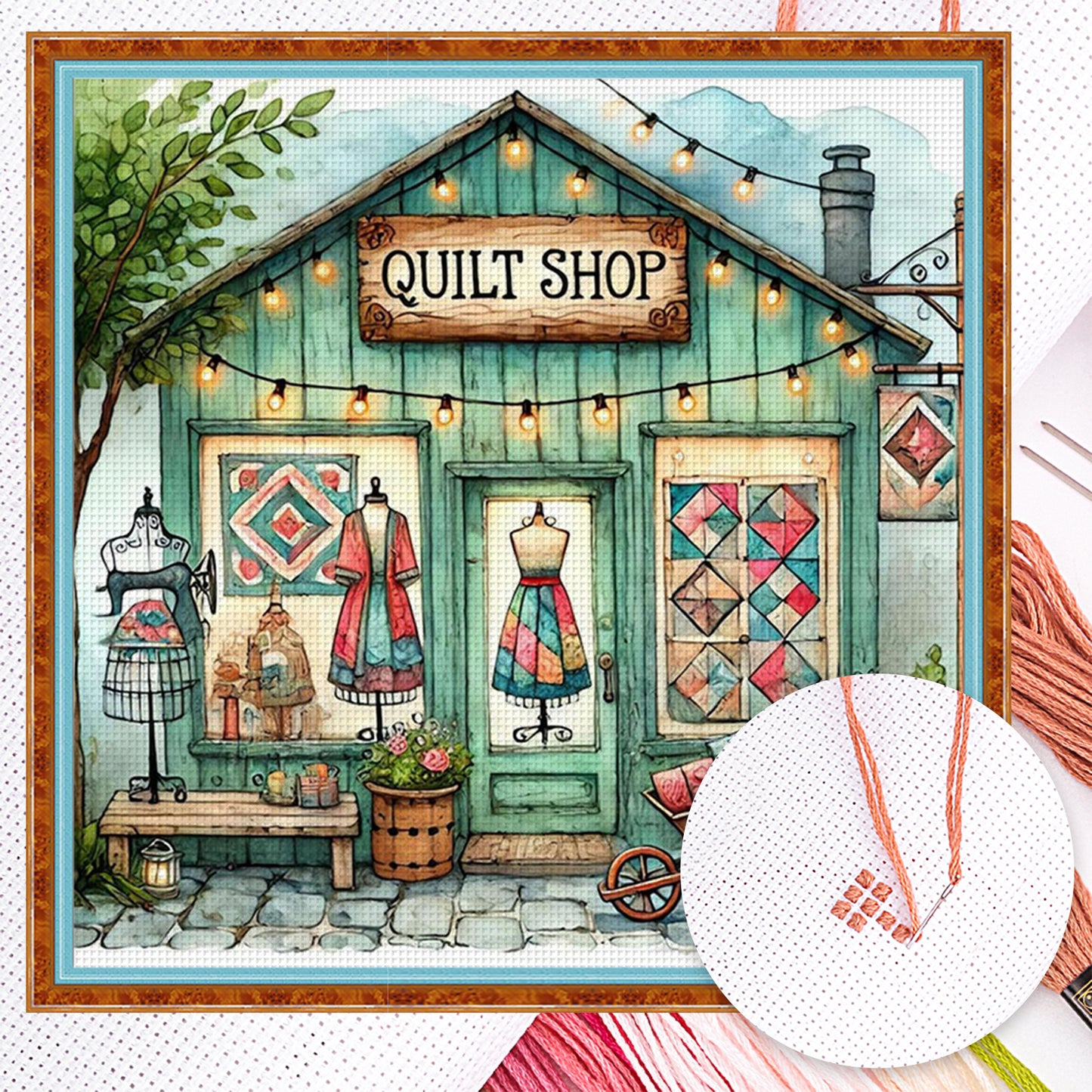 Sewing Shop - Full 14CT Counted Cross Stitch 40x40CM - Yishu