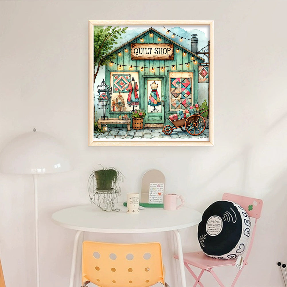 Sewing Shop - Full 14CT Counted Cross Stitch 40x40CM - Yishu