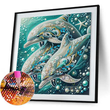 Load image into Gallery viewer, Dolphin 30*30CM(Canvas) Partial Special Shaped Drill Diamond Painting
