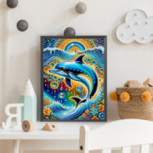 Load image into Gallery viewer, Dolphin 30*40CM(Canvas) Partial Special Shaped Drill Diamond Painting
