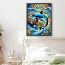 Load image into Gallery viewer, Dolphin 30*40CM(Canvas) Partial Special Shaped Drill Diamond Painting
