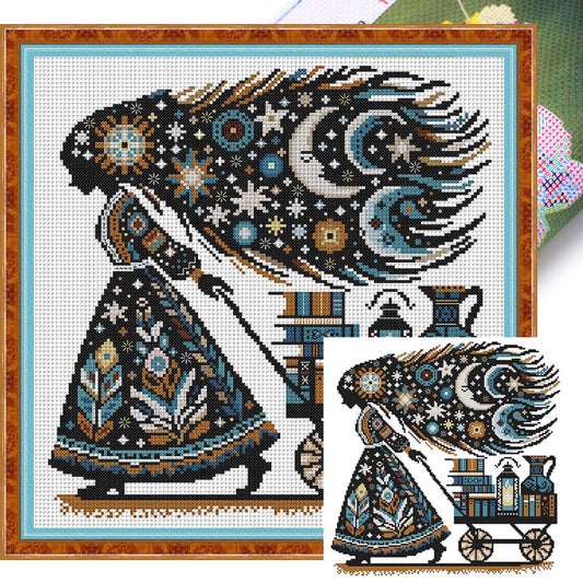 Knowledge Is Power - Partial 14CT Stamped Cross Stitch 36x36CM - Joy Sunday Backstitch