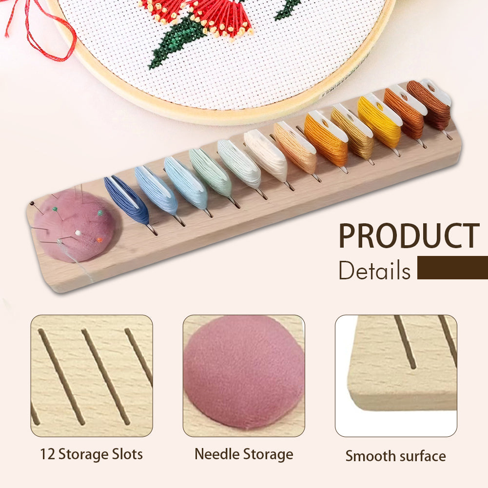 12 Slot Embroidery Floss Bobbin Rack Thread Winding Boards Holder for Sewing