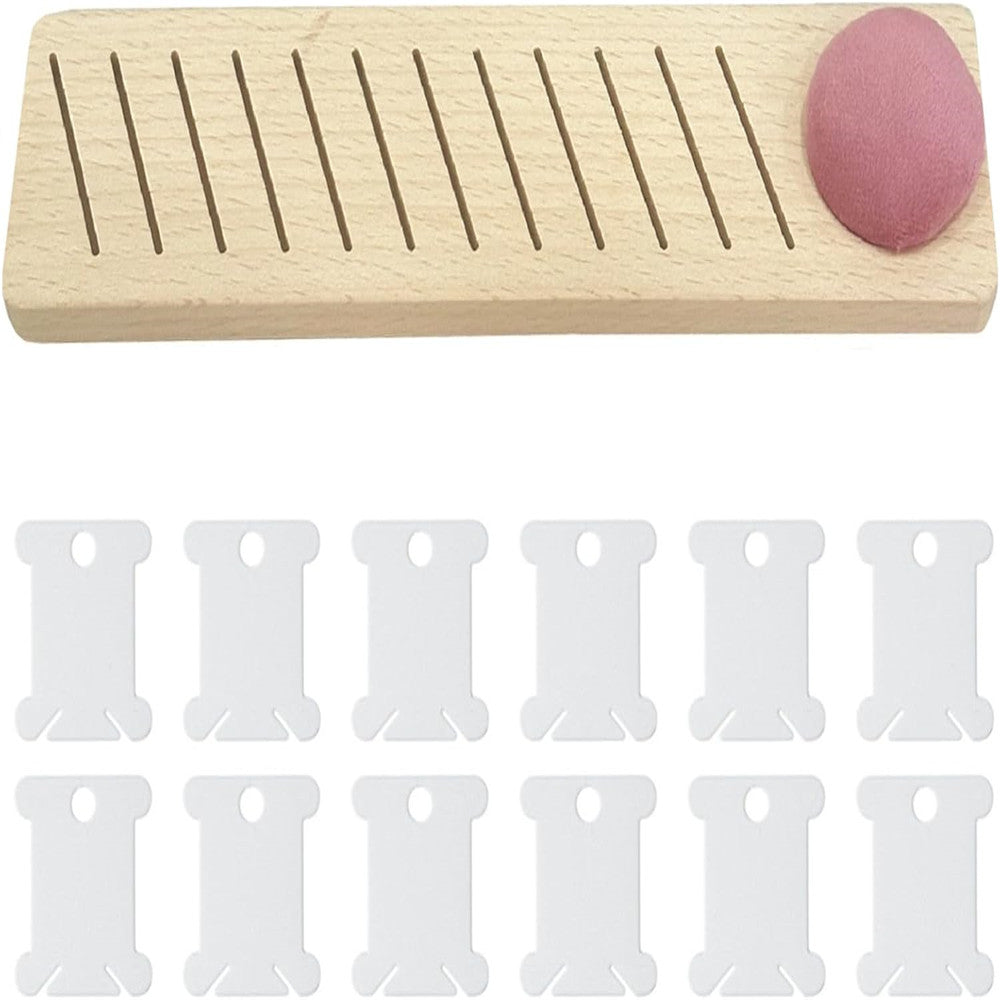 12 Slot Embroidery Floss Bobbin Rack with 12 Floss Card for Sewing Quilting