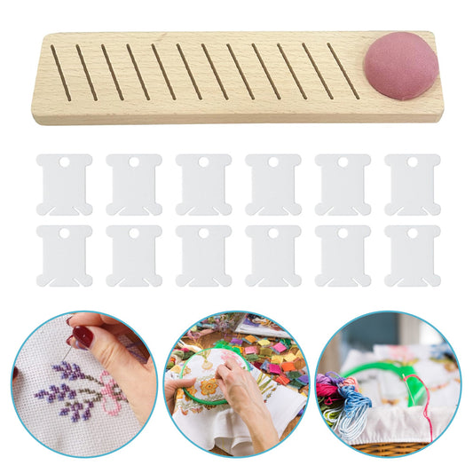 12 Slot Embroidery Floss Bobbin Rack with 12 Floss Card for Sewing Quilting