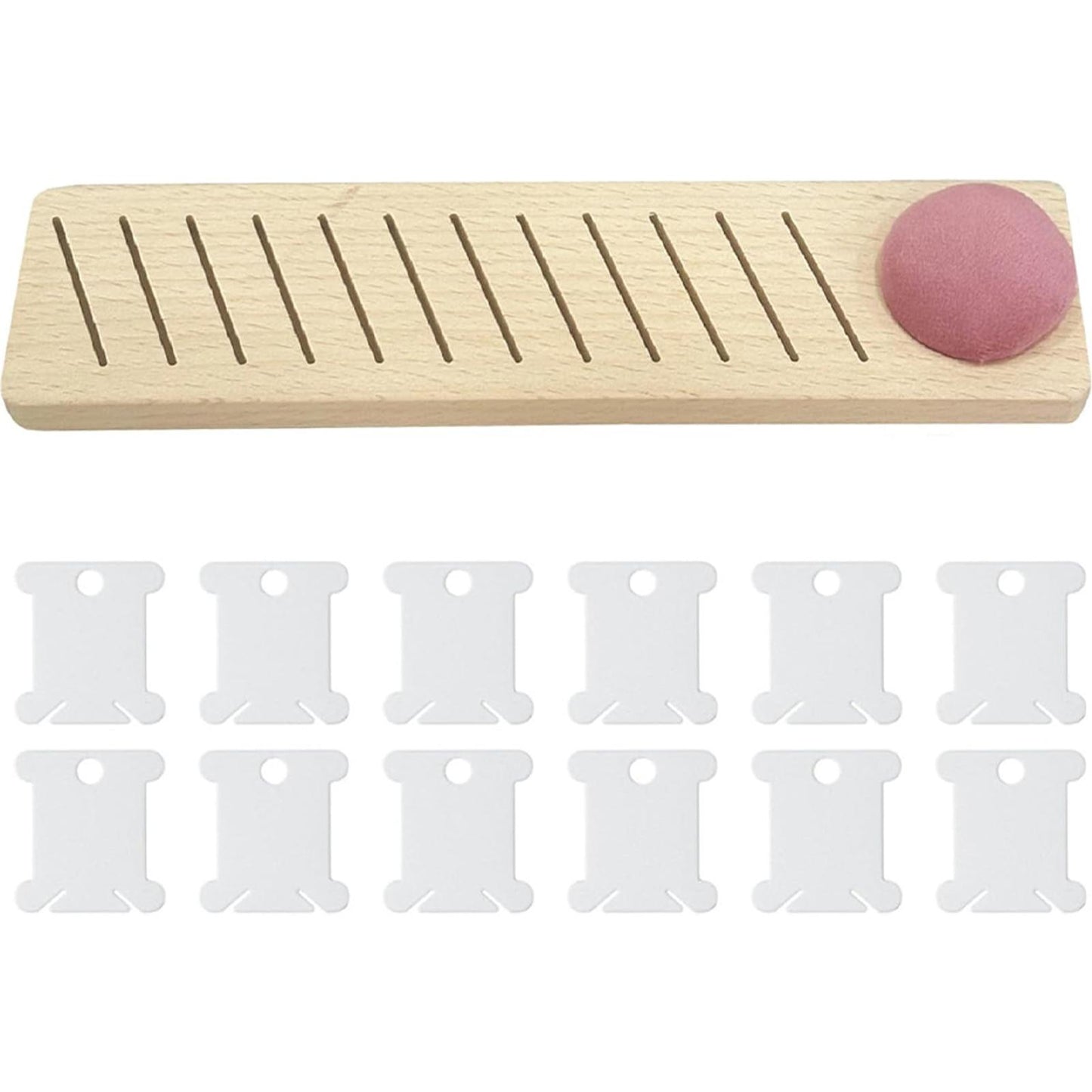 12 Slot Embroidery Floss Bobbin Rack with 12 Floss Card for Sewing Quilting