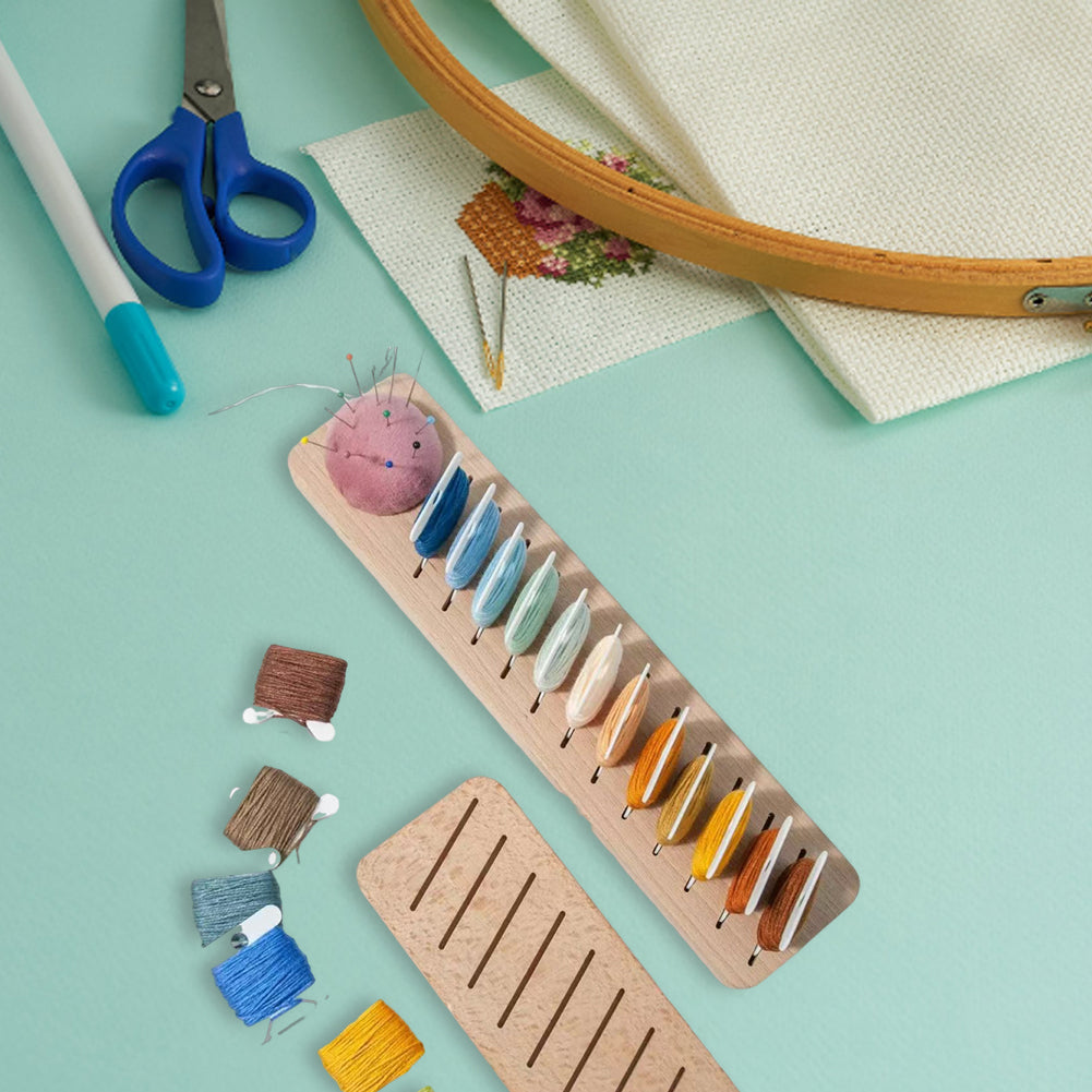 12 Slot Embroidery Floss Bobbin Rack with 12 Floss Card for Sewing Quilting