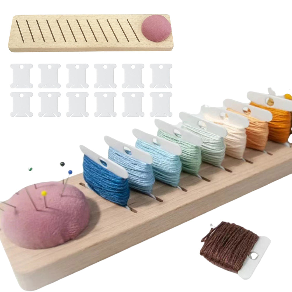 12 Slot Embroidery Floss Bobbin Rack with 12 Floss Card for Sewing Quilting